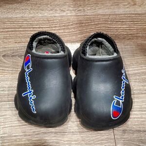 Baby Boy Champion Slippers Size 6 Kids Black Slip-On Slippers
